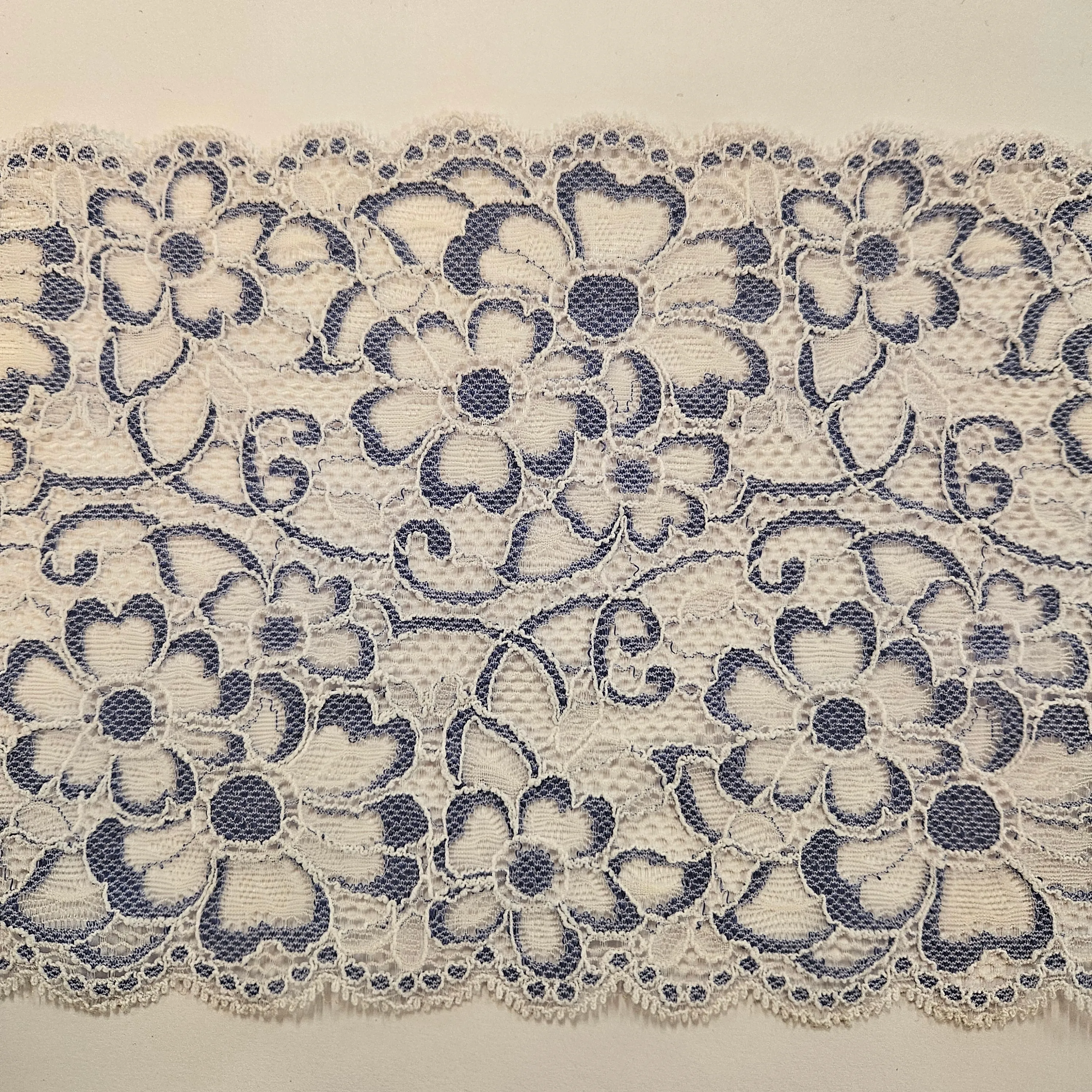 5" Blue and White Stretch Lace