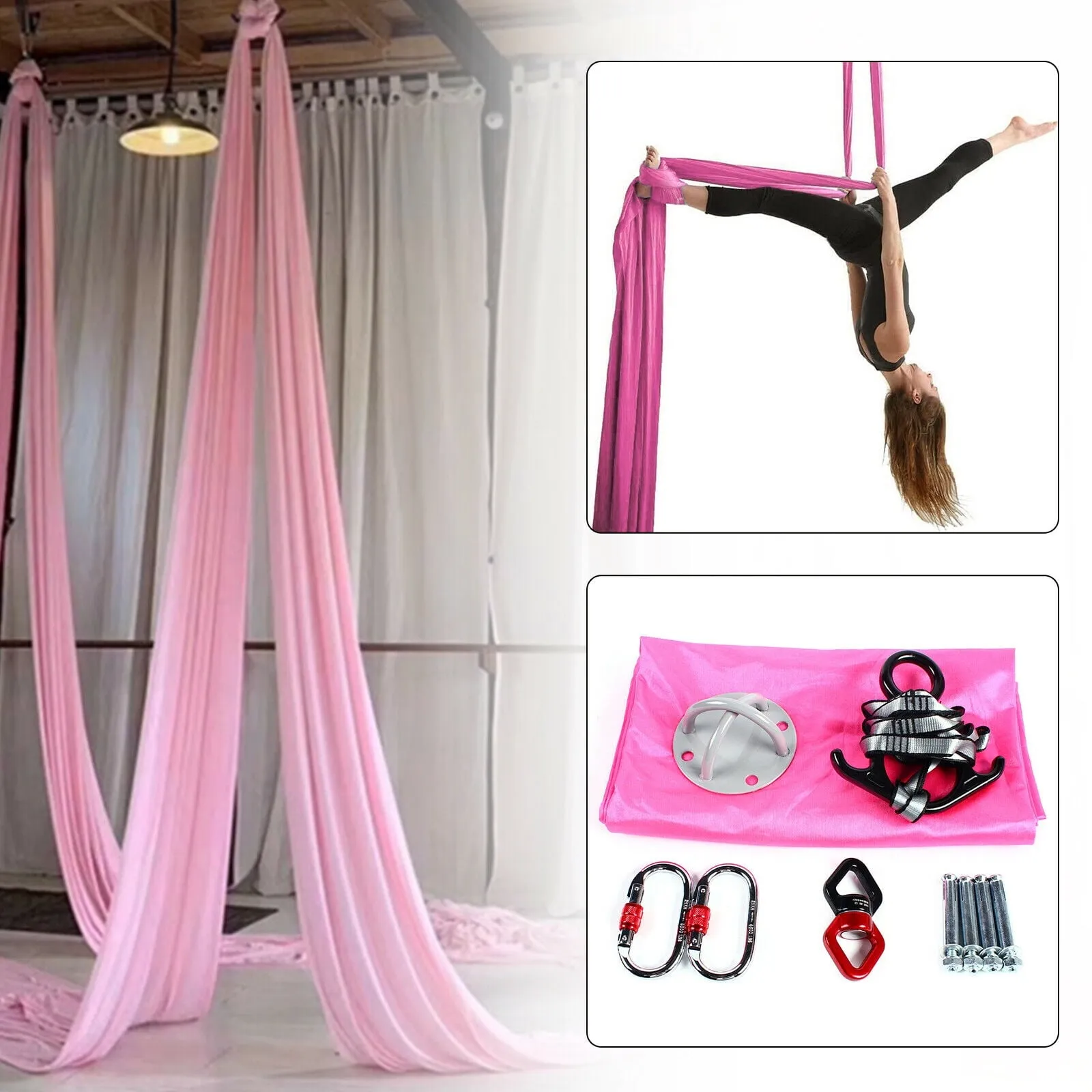 9.2ft Yoga Swing Set Yoga Hammock Kit for Fitness Pink
