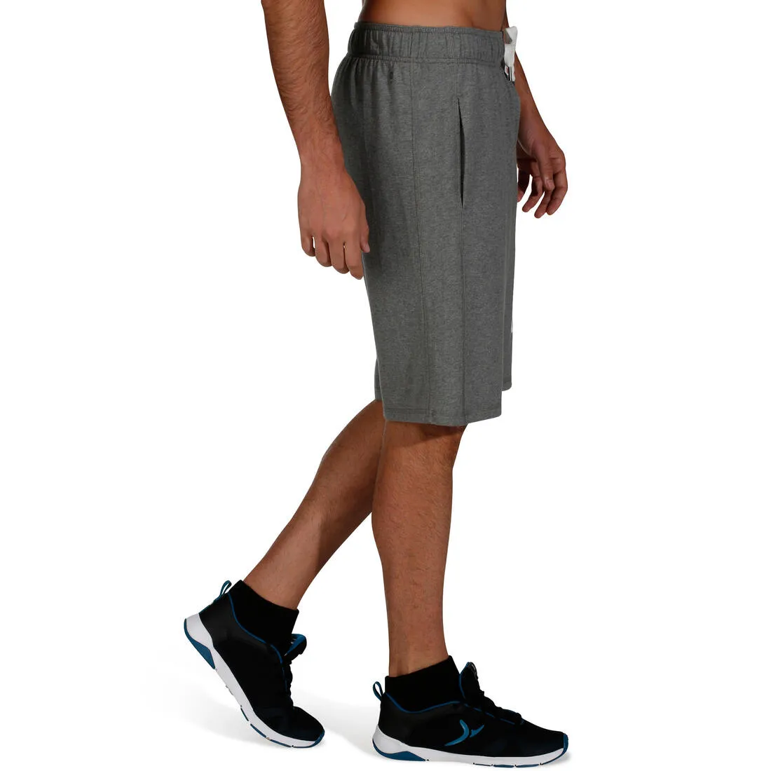 Active Long Fitness Print Shorts - Mid Mottled Grey