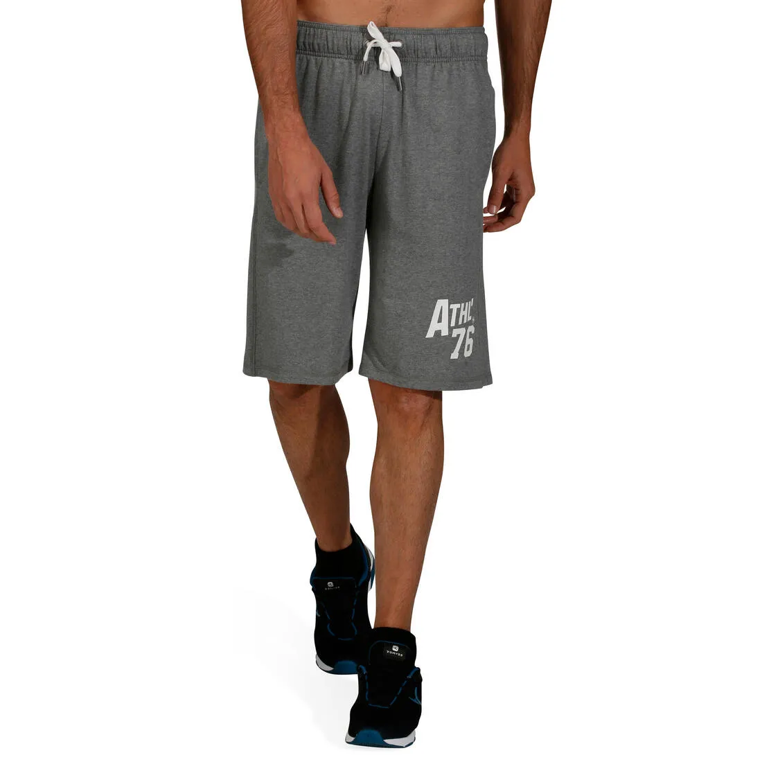 Active Long Fitness Print Shorts - Mid Mottled Grey