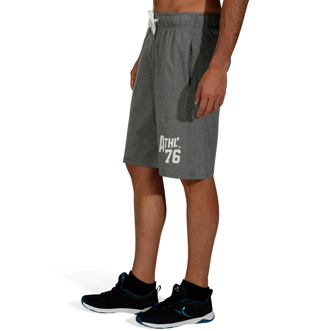 Active Long Fitness Print Shorts - Mid Mottled Grey