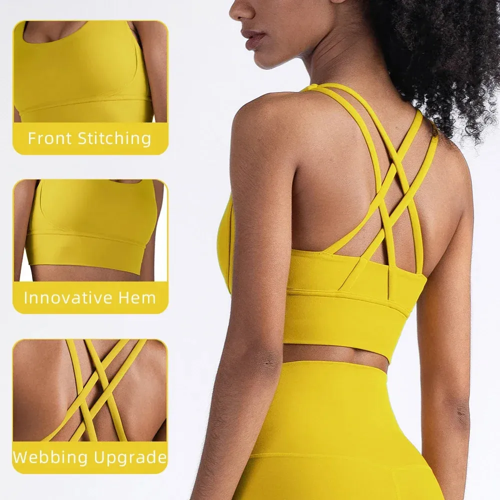 Active Wear Crossed Straps Bra