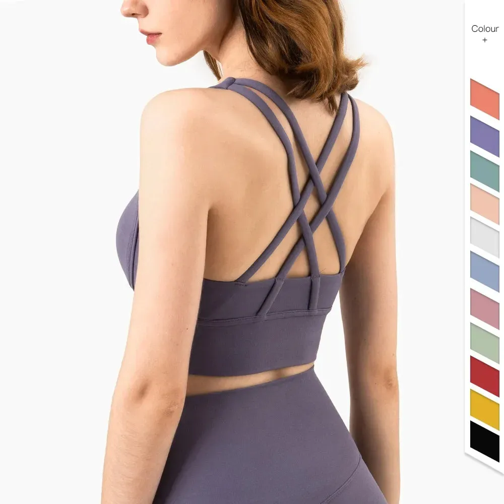 Active Wear Crossed Straps Bra