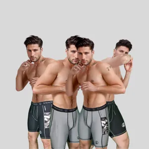 ADULT 4 PACK MAN PRO GRAY/BLACK COMPRESSION SHORTS