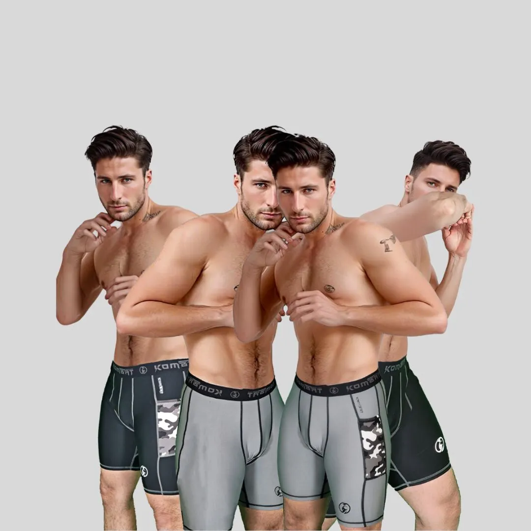 ADULT 4 PACK MAN PRO GRAY/BLACK COMPRESSION SHORTS