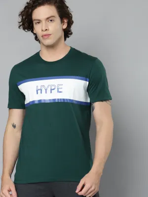 Alcis Men Green White Typography Printed Slim Fit T-shirt