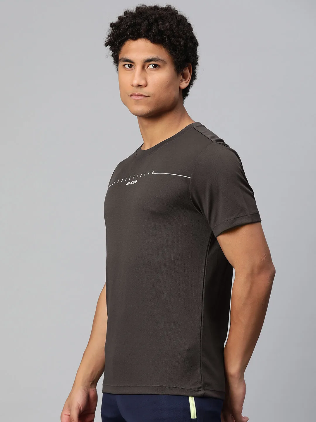 Alcis Men Typography Printed Anti Static Slim Fit T-shirt