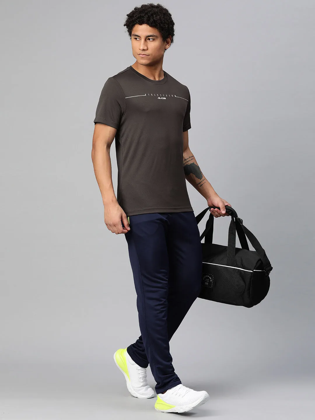 Alcis Men Typography Printed Anti Static Slim Fit T-shirt