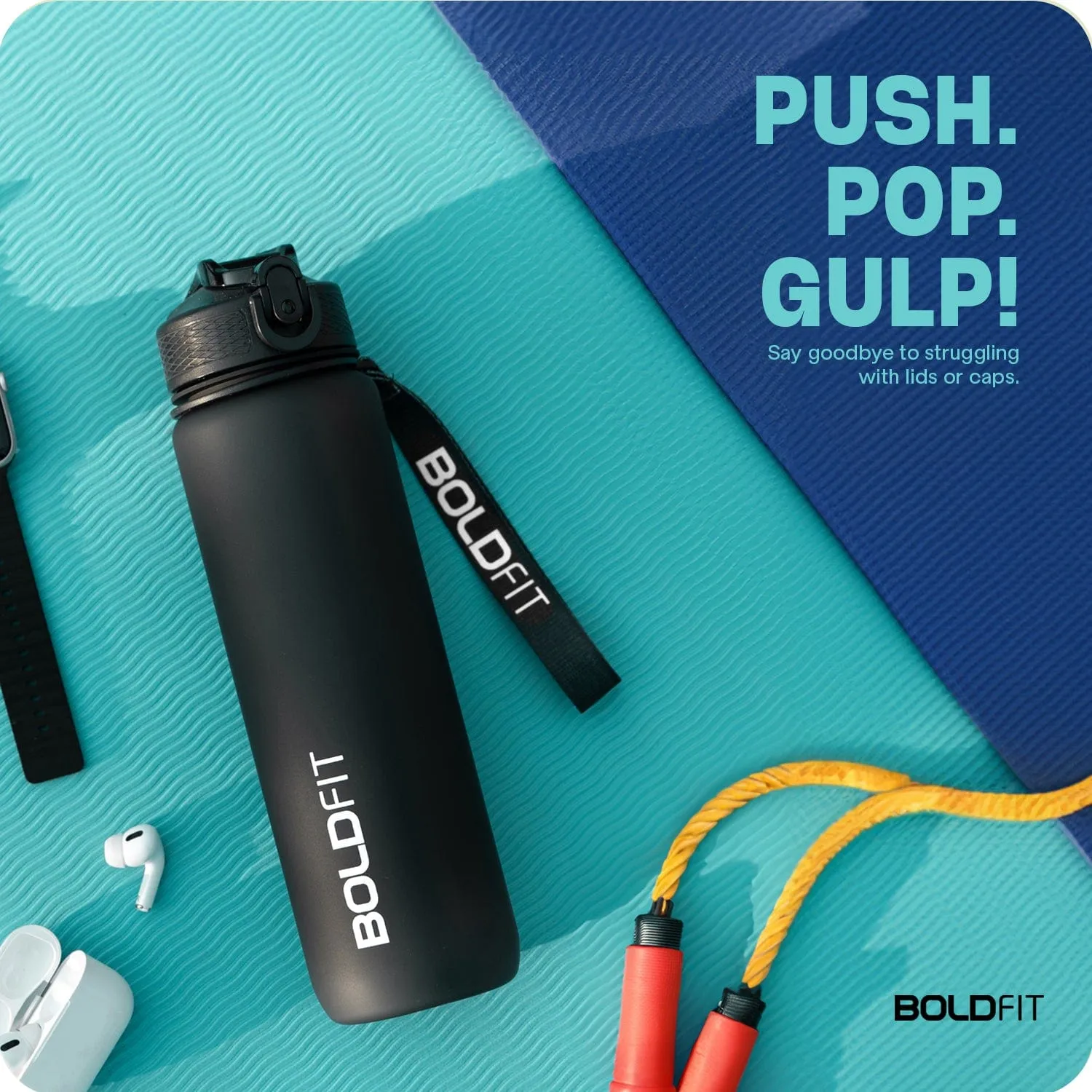 Aqua Motivational Bottle Black - 1L