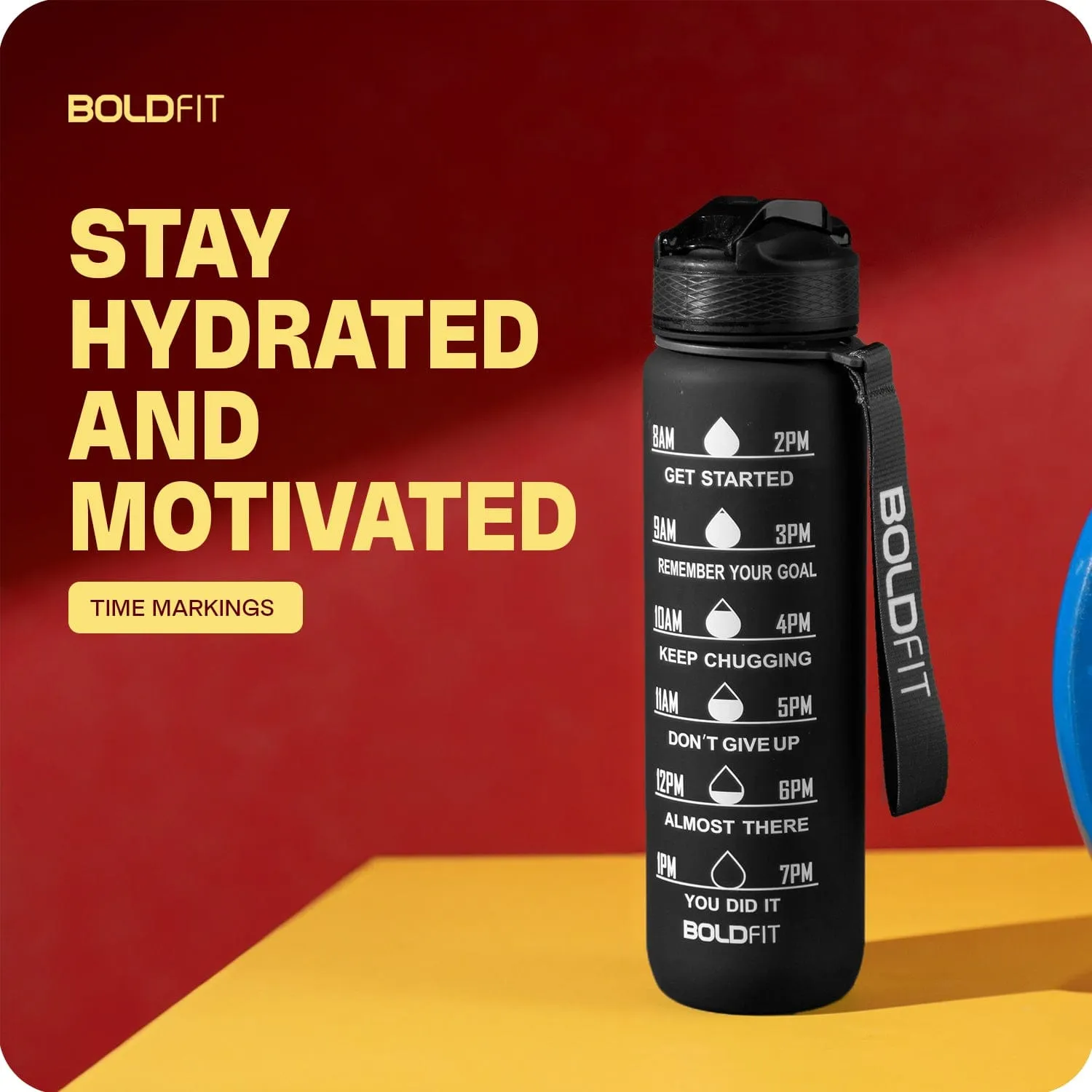 Aqua Motivational Bottle Black - 1L