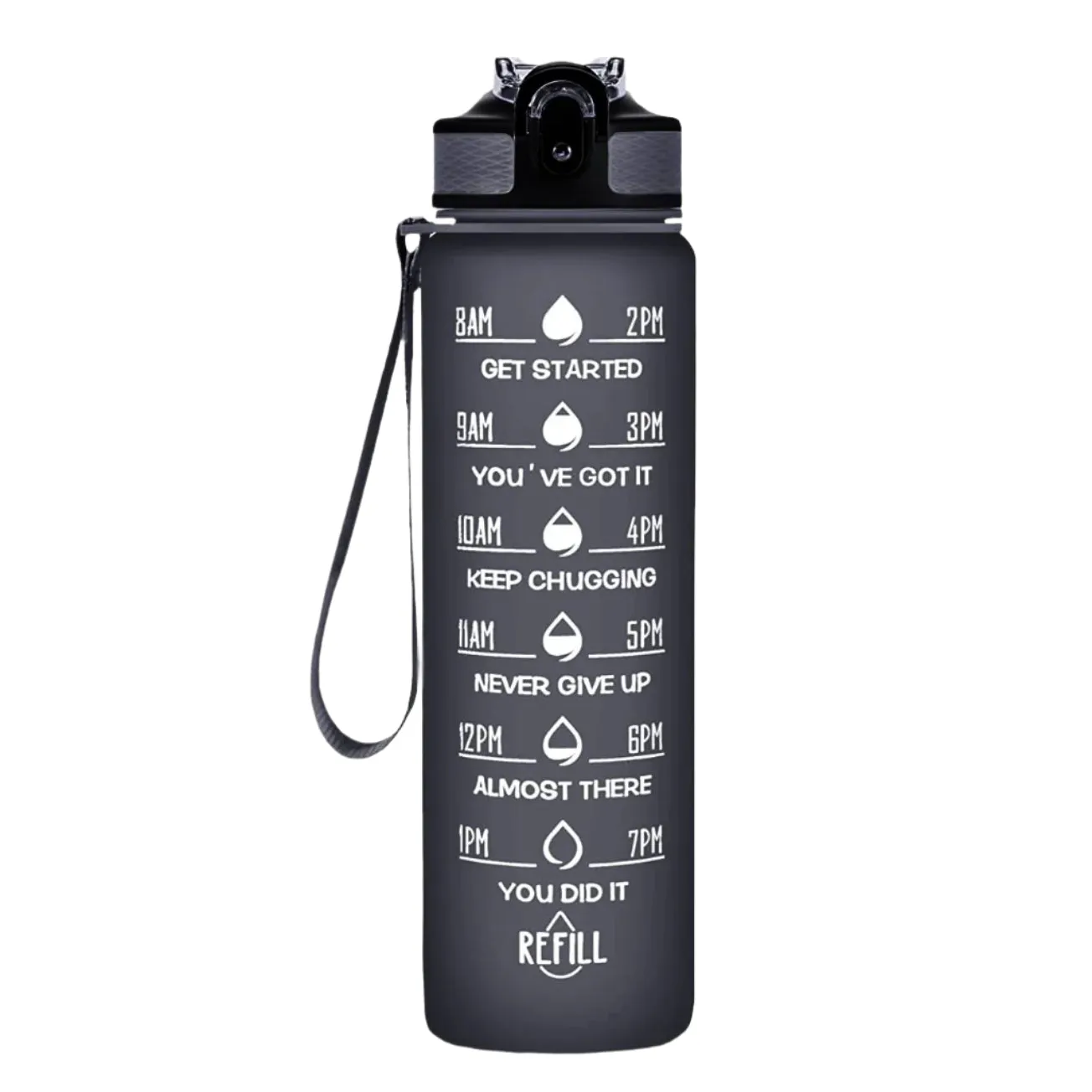 Aqua Motivational Bottle Black - 1L