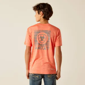 Ariat Orange SW Shield Logo Charger Tee for Boys