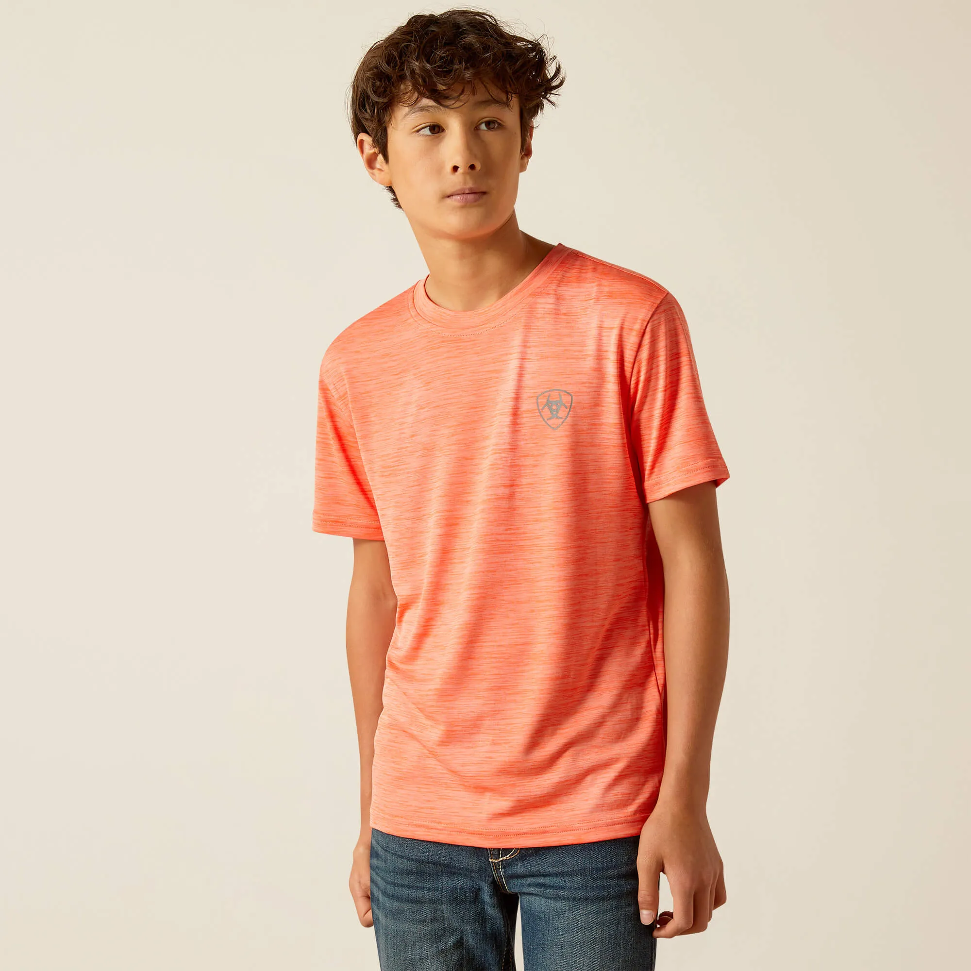 Ariat Orange SW Shield Logo Charger Tee for Boys