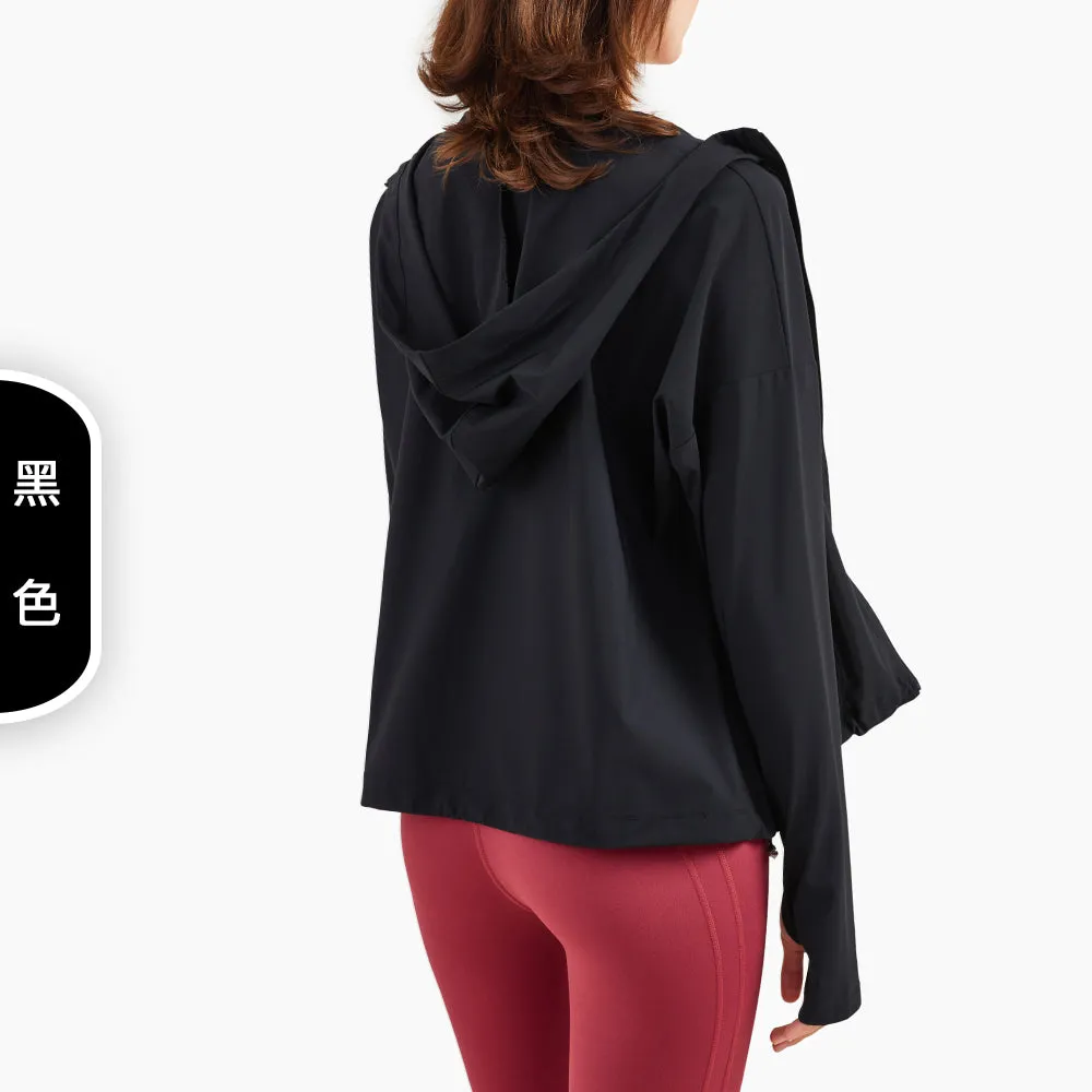 Autumn Lulu women's custom lock zipper hooded fitness suit casual loose running fitness suit sports Jacket