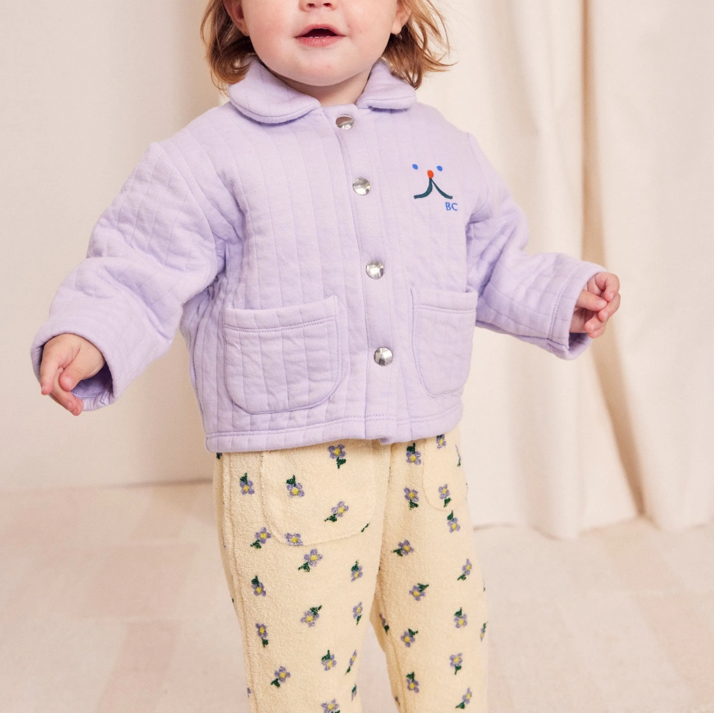 Baby pansy Flower All Over Jogging Pants, Light Yellow
