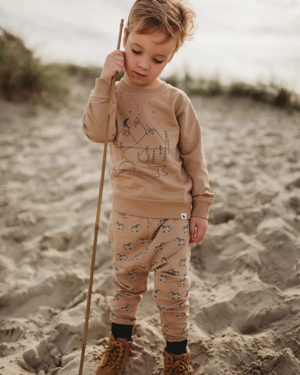 Beige Zebra Print Joggers