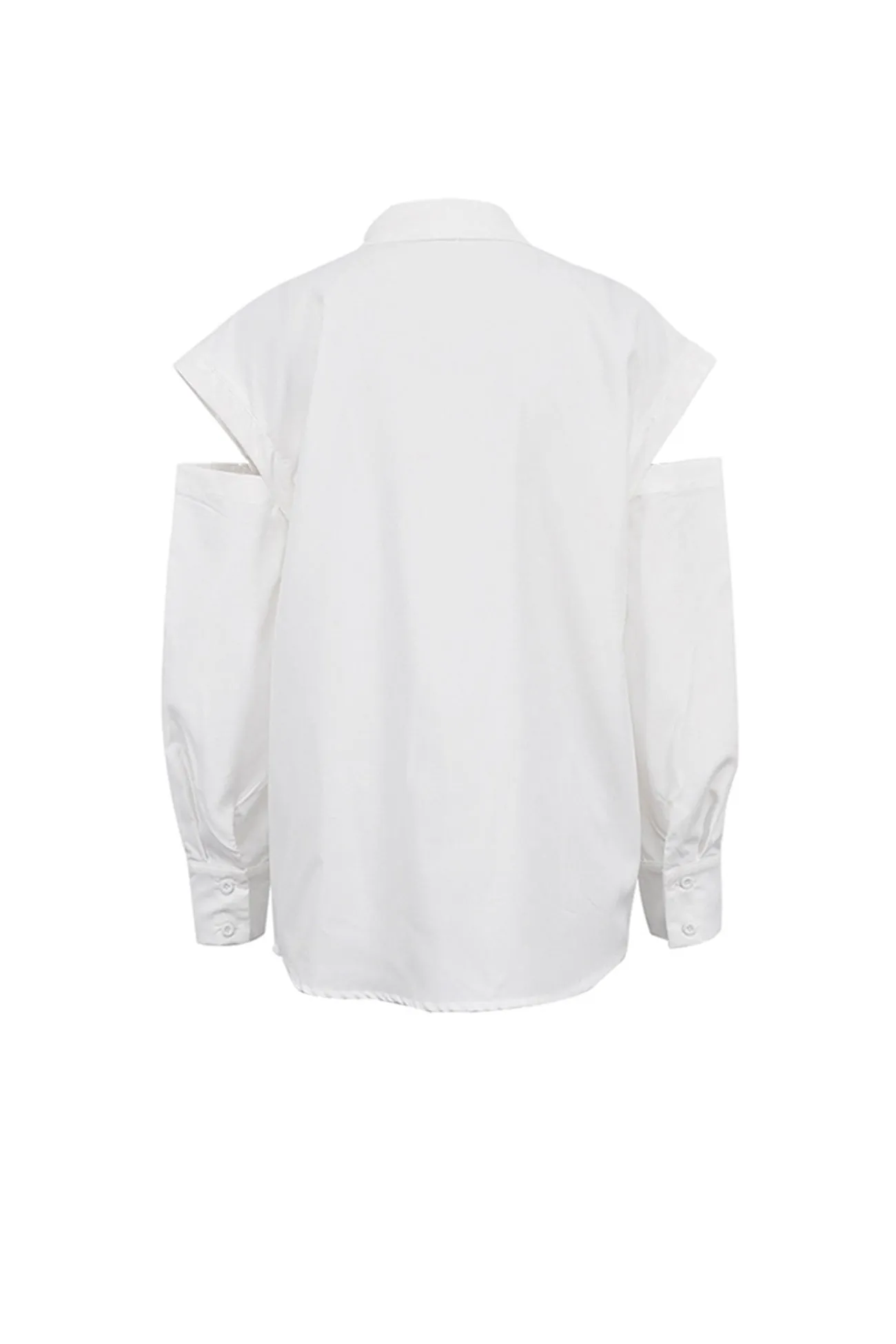 BerryBetty - White Long Sleeve Cutout Blouse Tops