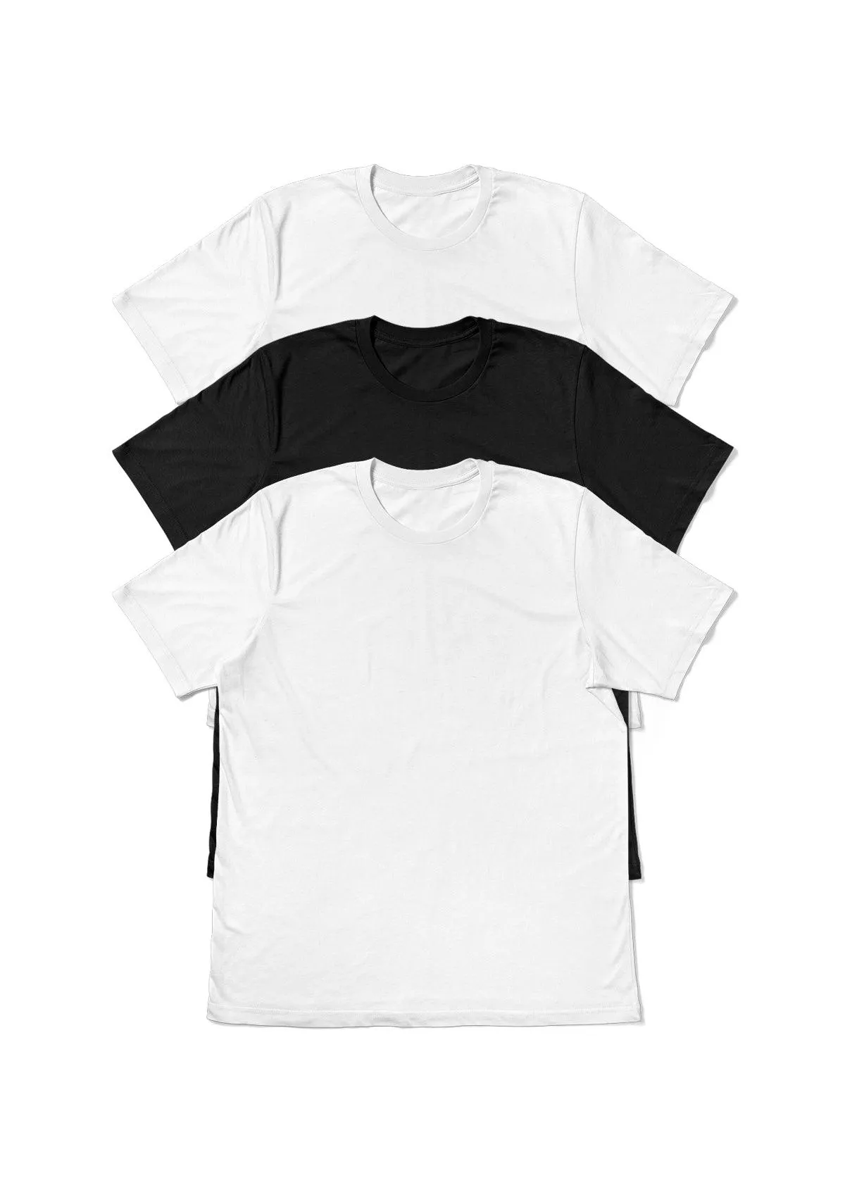 Big and Tall Men's Short Sleeve Crew Neck T-Shirts - White and Black 3-Pack