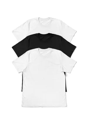 Big and Tall Men's Short Sleeve Crew Neck T-Shirts - White and Black 3-Pack