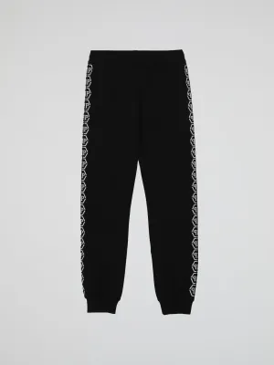 Black Chain Logo Design Jogging Trousers (Kids)