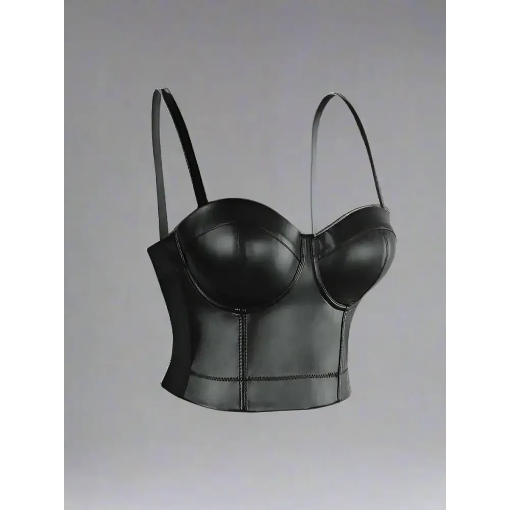 Black Solid Cami Top with Slight Stretch in Y2K Style