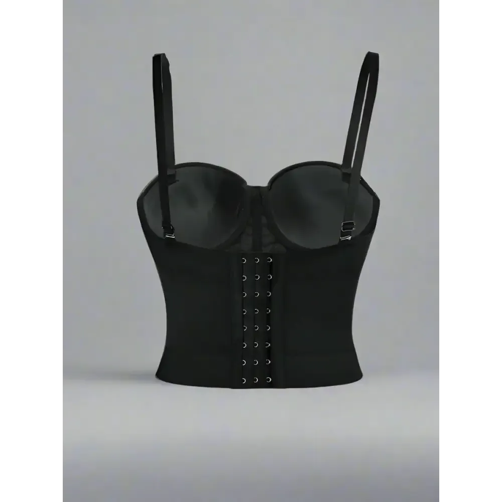 Black Solid Cami Top with Slight Stretch in Y2K Style