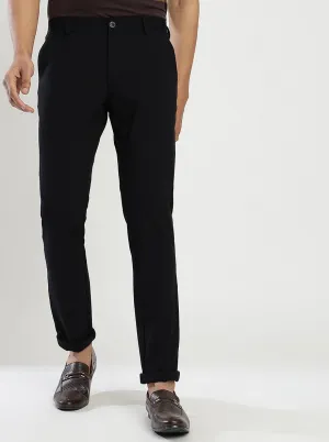 Black Solid Venice Fit Casual Trouser | JadeBlue