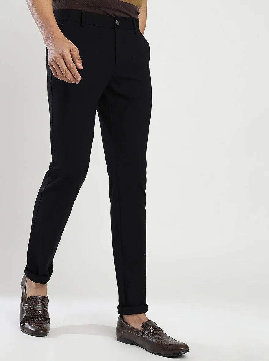 Black Solid Venice Fit Casual Trouser | JadeBlue