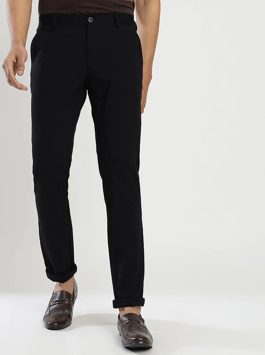 Black Solid Venice Fit Casual Trouser | JadeBlue