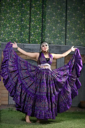 Block print skirt Beauty 4 Border skirt purple