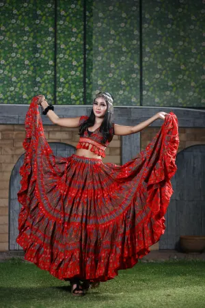 Block print skirt Beauty 4 Border skirt red