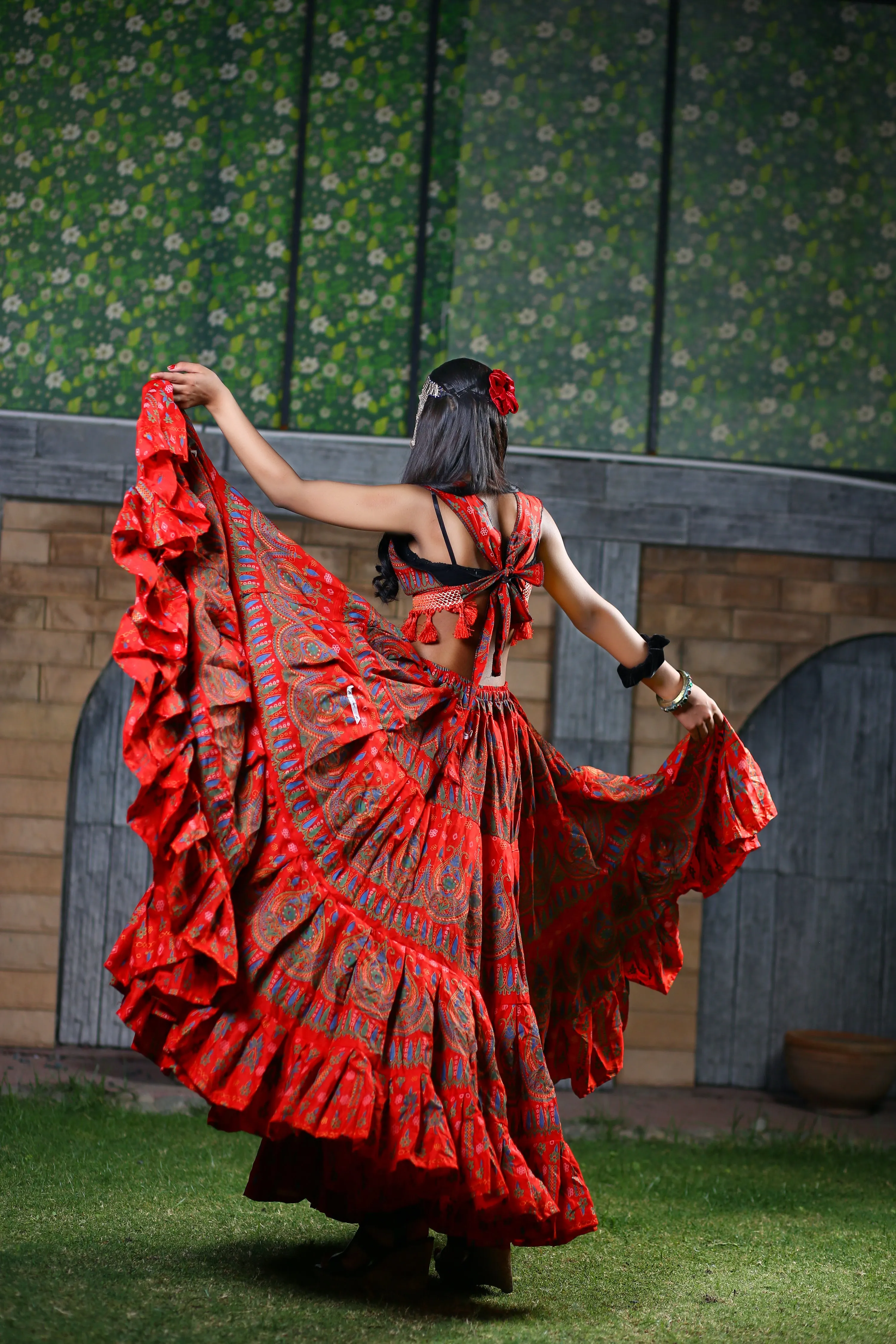 Block print skirt Beauty 4 Border skirt red