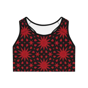 Bold Red Star Pattern Sports Bra for Active Lifestyle
