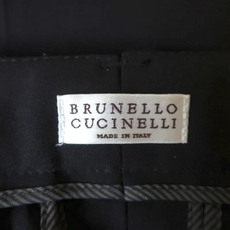 Brunello Cucinelli Monili-Beaded Pants Black Stretch Wool Size US 4