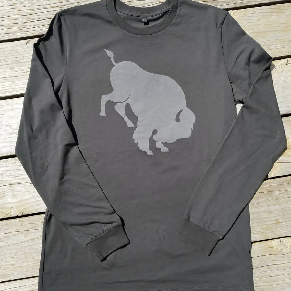 Bucking Bison Long Sleeve Crewneck Straight Fit Shirt