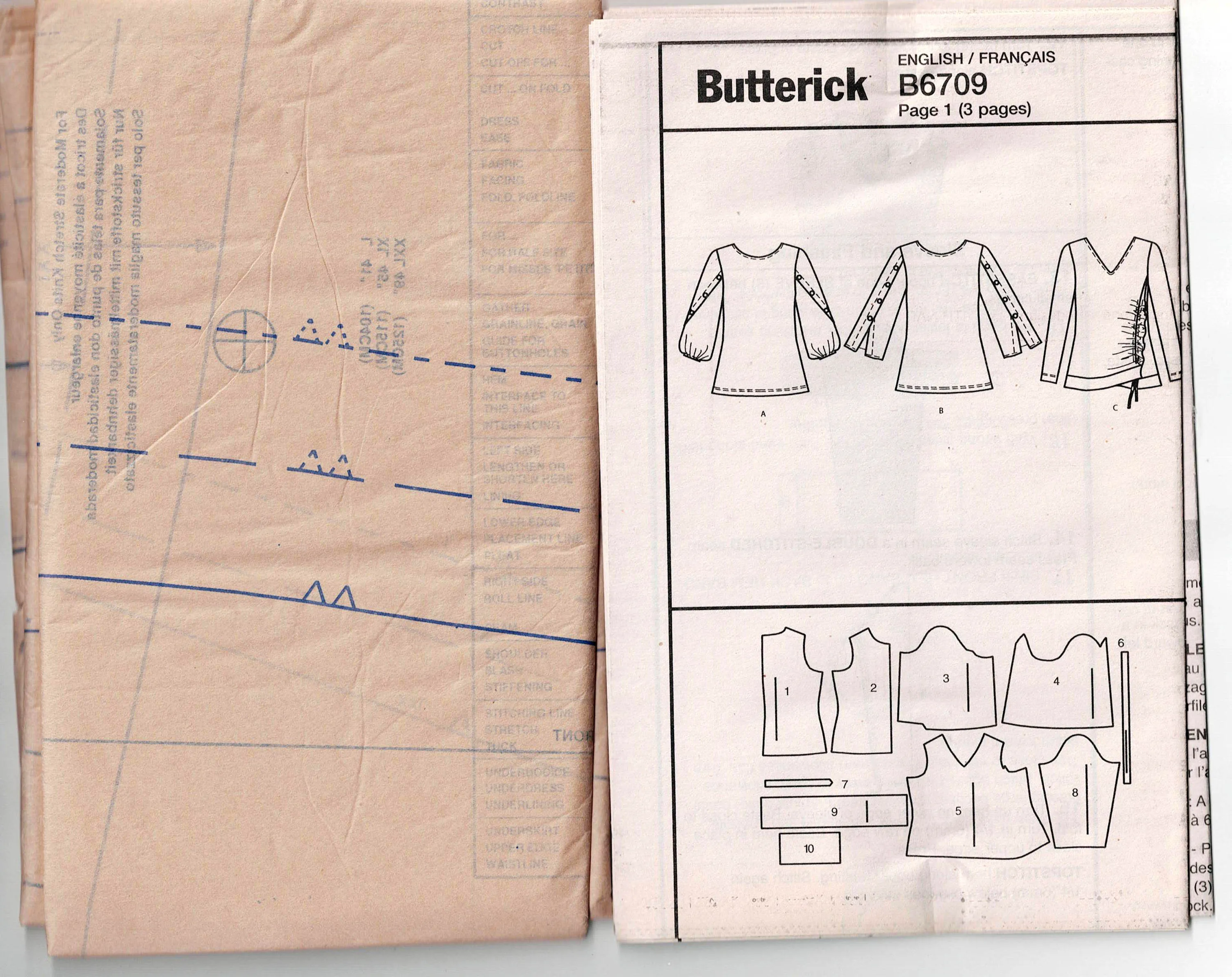 Butterick 6709 Womens Stretch Tops with Sleeve Variations Out Of Print Sewing Pattern Size 16 - 26 UNCUT Factory Folded