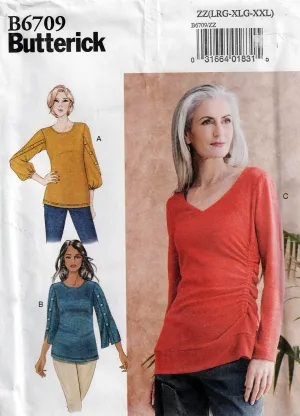 Butterick 6709 Womens Stretch Tops with Sleeve Variations Out Of Print Sewing Pattern Size 16 - 26 UNCUT Factory Folded