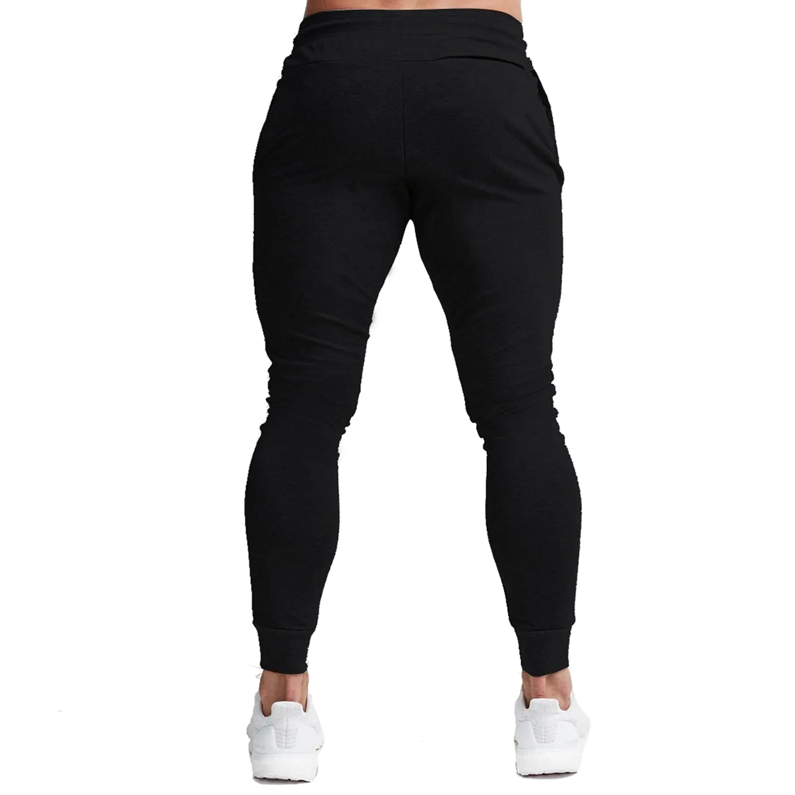 BUXKR Men's Slim Joggers Workout Pants for Gym Running and Bodybuilding Athletic Bottom Sweatpants with Deep Pockets,Black&Light Grey,M