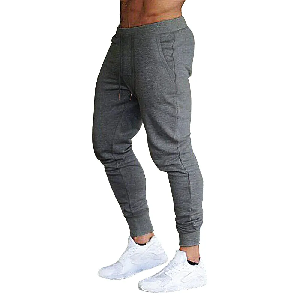 BUXKR Men's Slim Joggers Workout Pants for Gym Running and Bodybuilding Athletic Bottom Sweatpants with Deep Pockets,Dark Grey&Light Grey,XL
