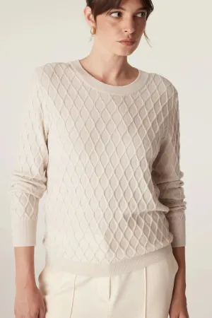 Cable - The Hampden Merino Jumper - Antique White