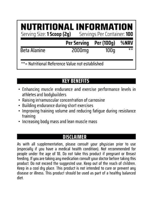 Chemical Warfare Beta Alanine 200g