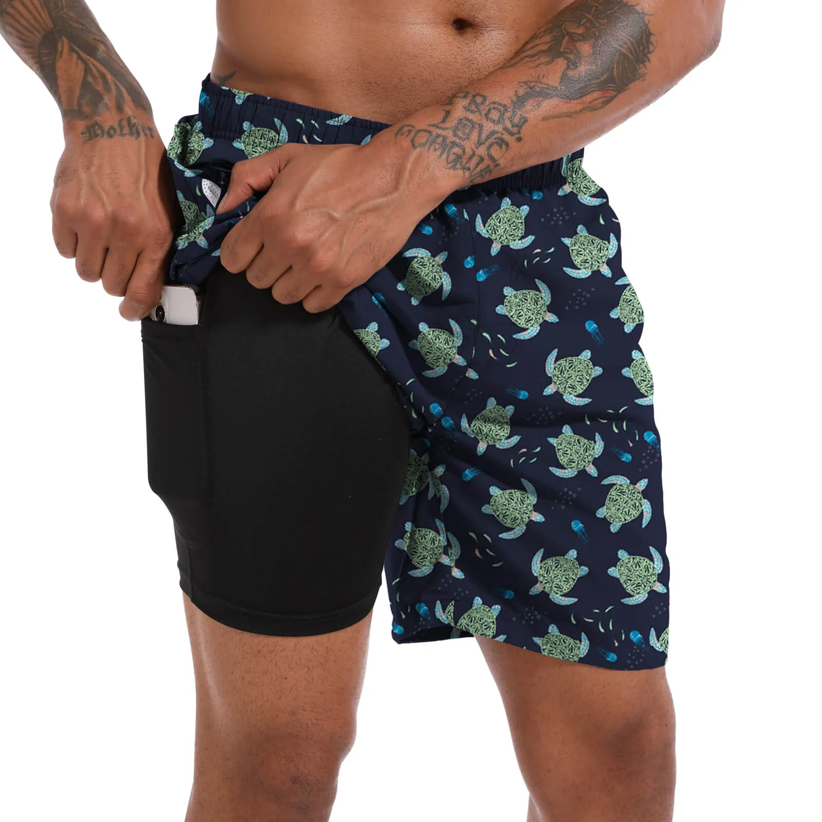 CHEXPEL SWIM TRUNKS WITH COMPRESSION LINER 418