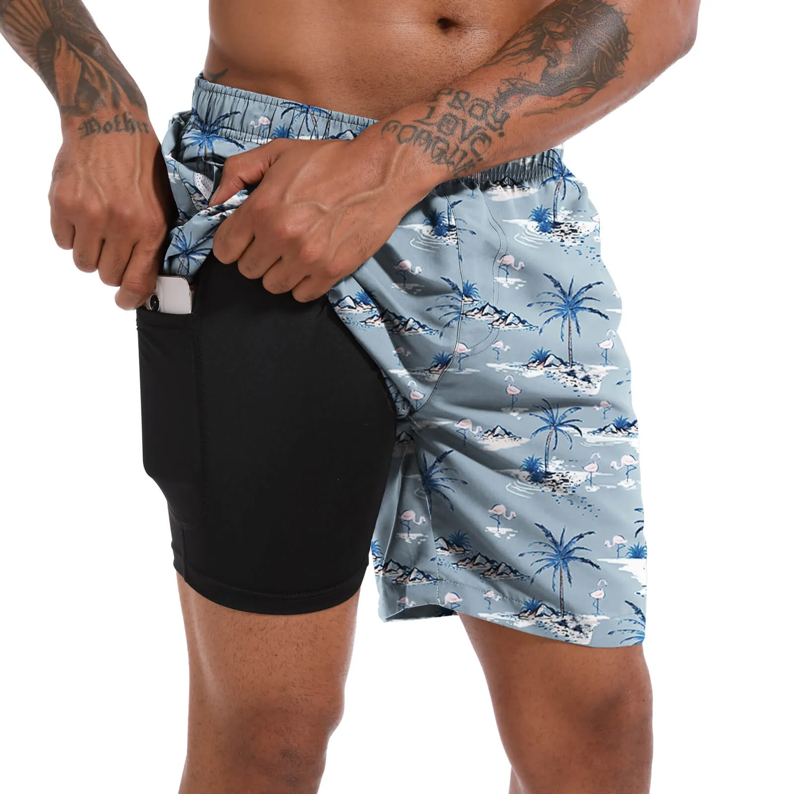 CHEXPEL SWIM TRUNKS WITH COMPRESSION LINER 418