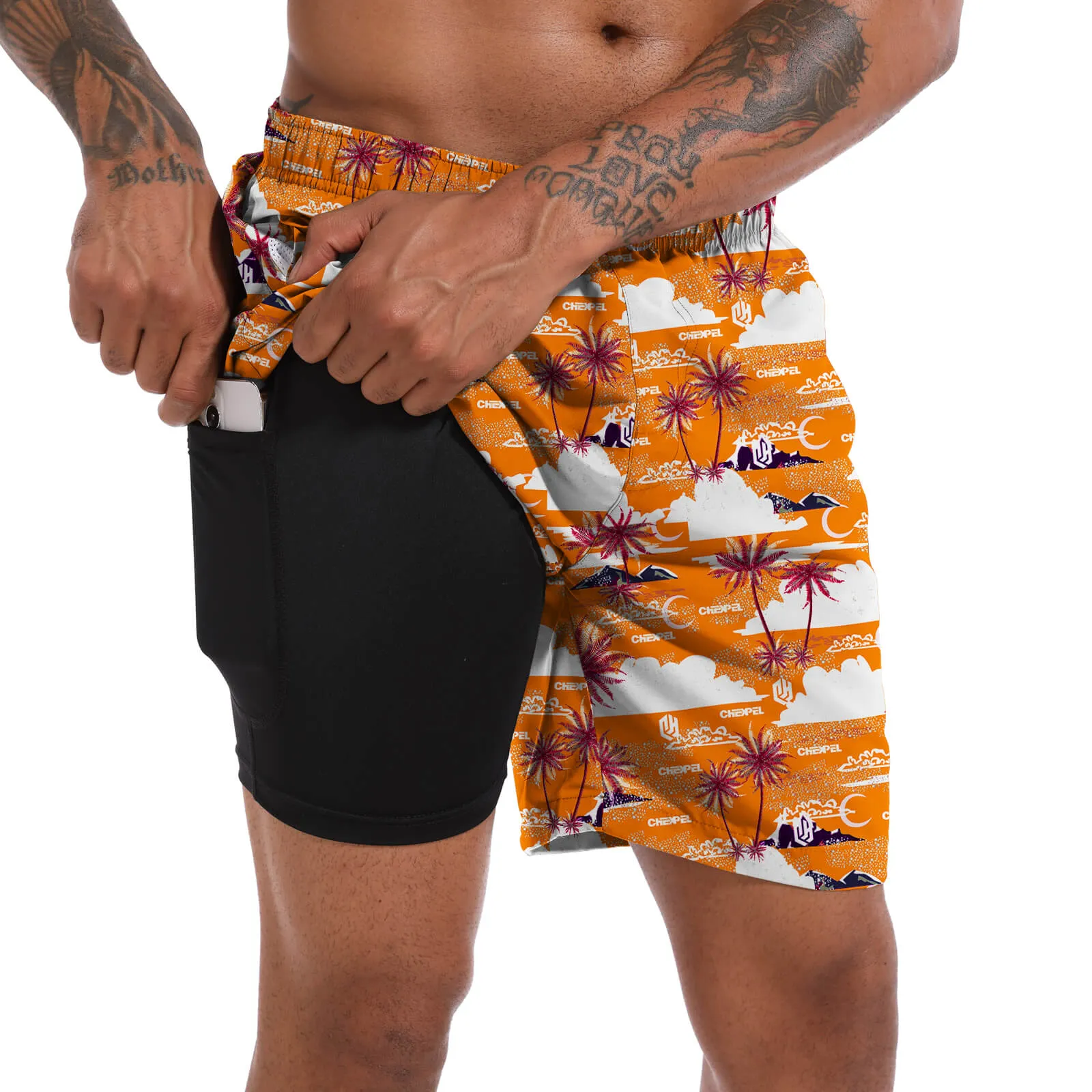 CHEXPEL SWIM TRUNKS WITH COMPRESSION LINER 418