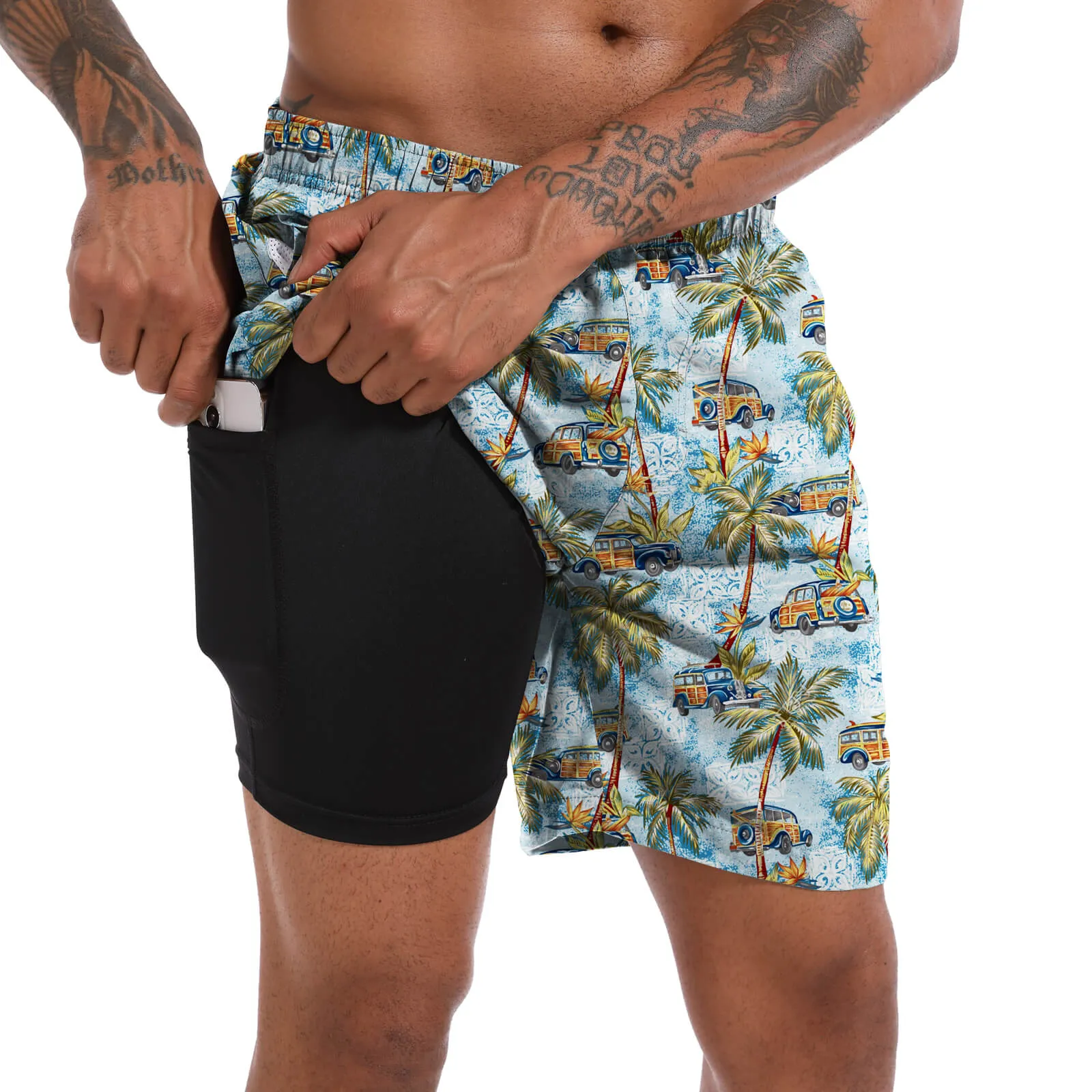 CHEXPEL SWIM TRUNKS WITH COMPRESSION LINER 418