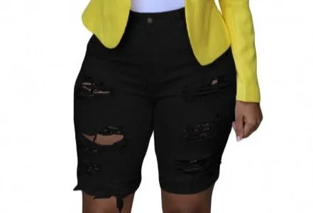 Classic Ripped Stretch Capri Pants