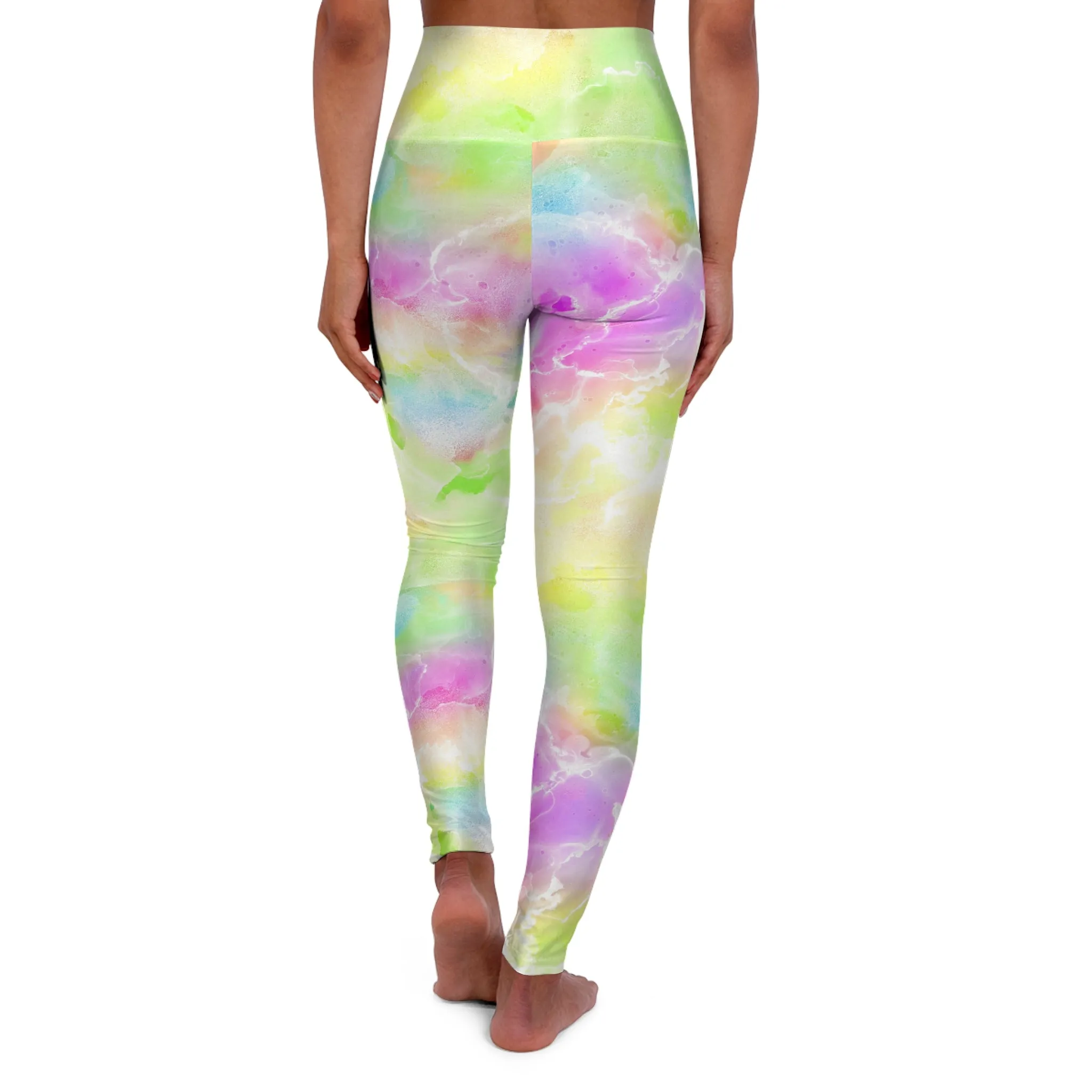 Colorful High Waisted Yoga Leggings – Vibrant Abstract Pattern for Active Lifestyle