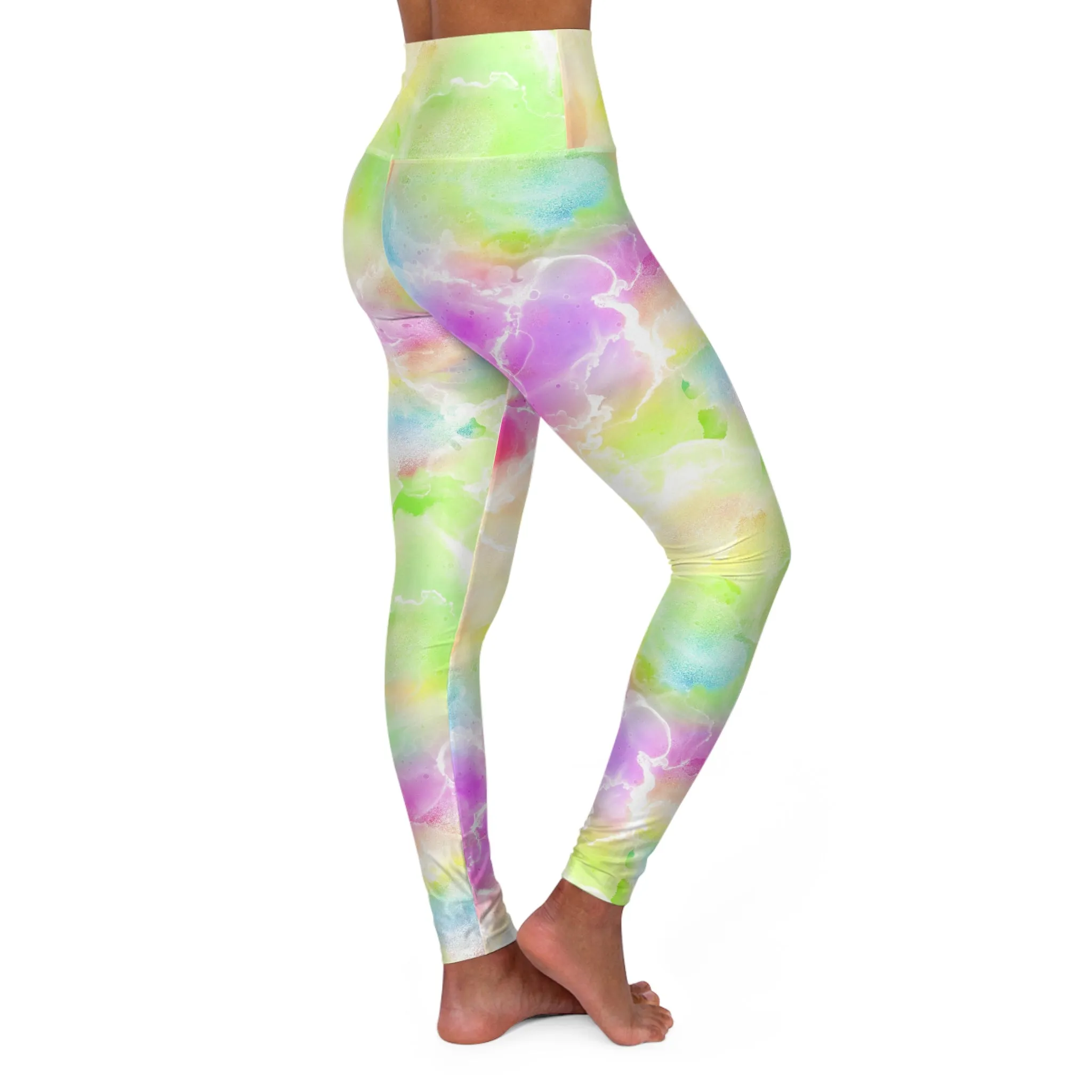Colorful High Waisted Yoga Leggings – Vibrant Abstract Pattern for Active Lifestyle