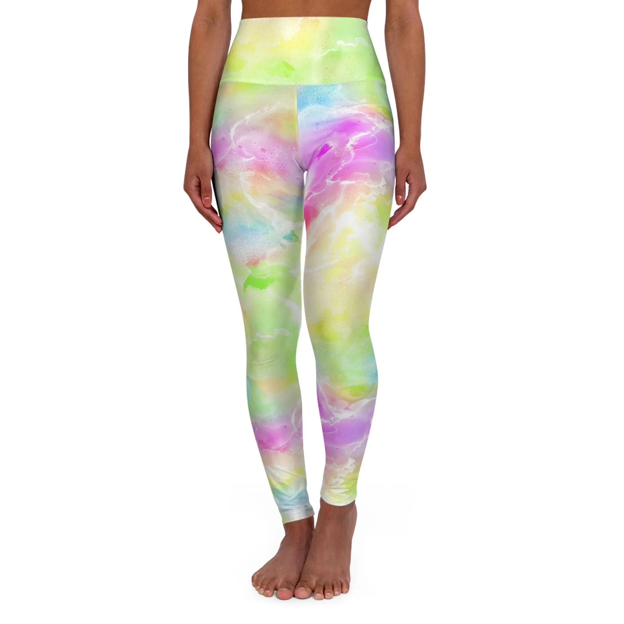 Colorful High Waisted Yoga Leggings – Vibrant Abstract Pattern for Active Lifestyle