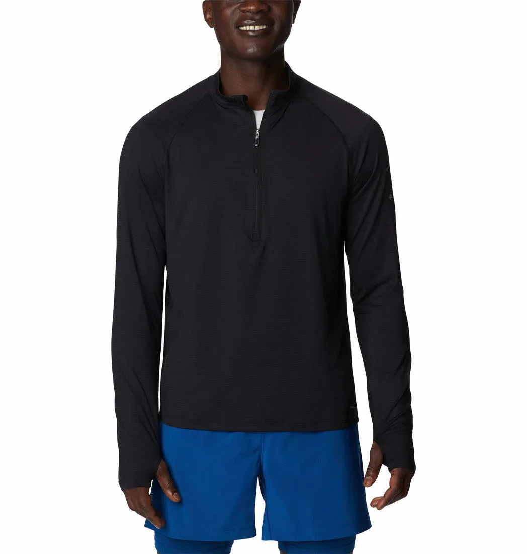 Columbia Mens Black M Endless Trail 1/2 Zip Mesh Long Sleeve